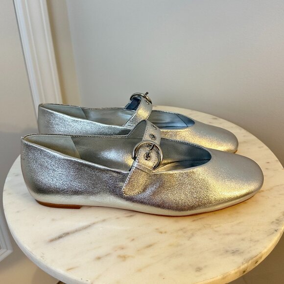 REFORMATION Bethany Ballet Flat in Silver Size US 9 - Picture 5 of 11